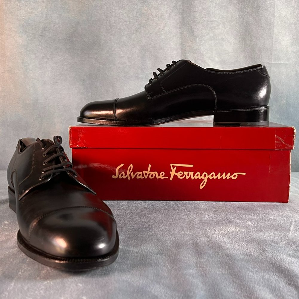 Mens, Black, size 11D, Oxford w/toe cap, Excellent Condition